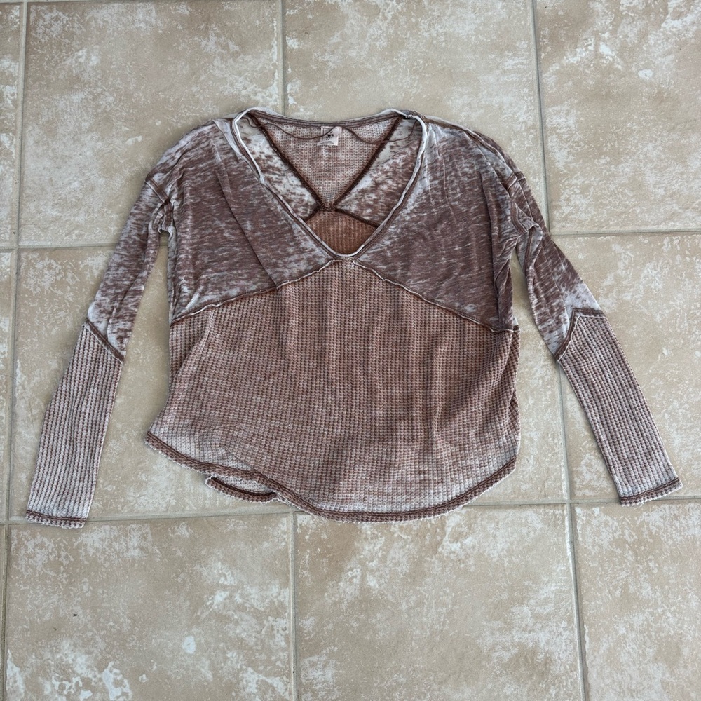 Distressed Free People Long-Sleeve